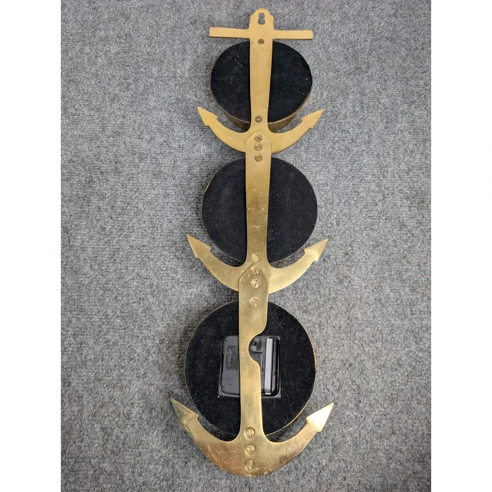 Vintage Brass Anchor Wall Weather Station Quartz Clock Thermometer Hygro‎ READ